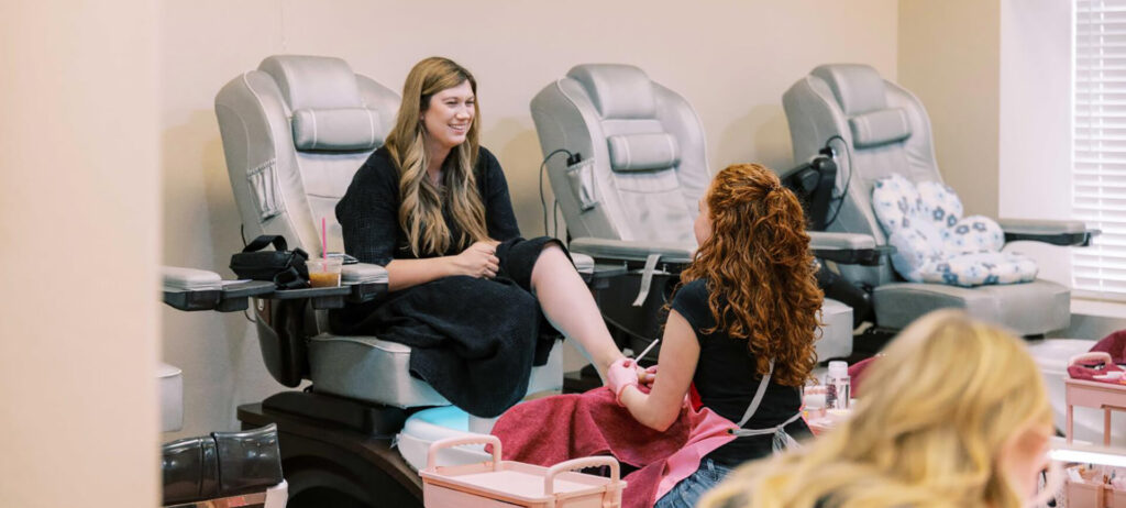 Mom enjoying a pedicure at Mom's Oasis in American Fork Utah